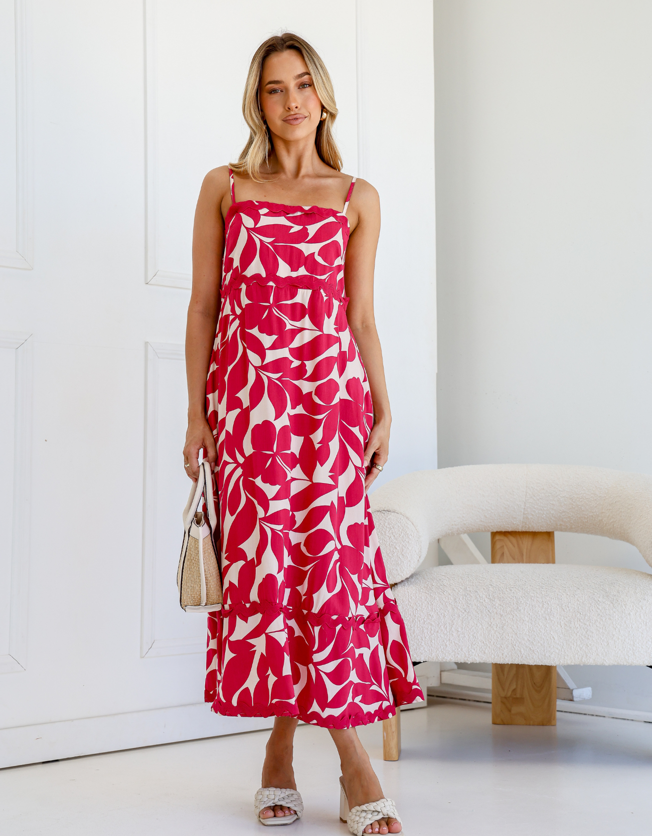 Hollywood & Vine Ric Rac Dress-Hot Pink