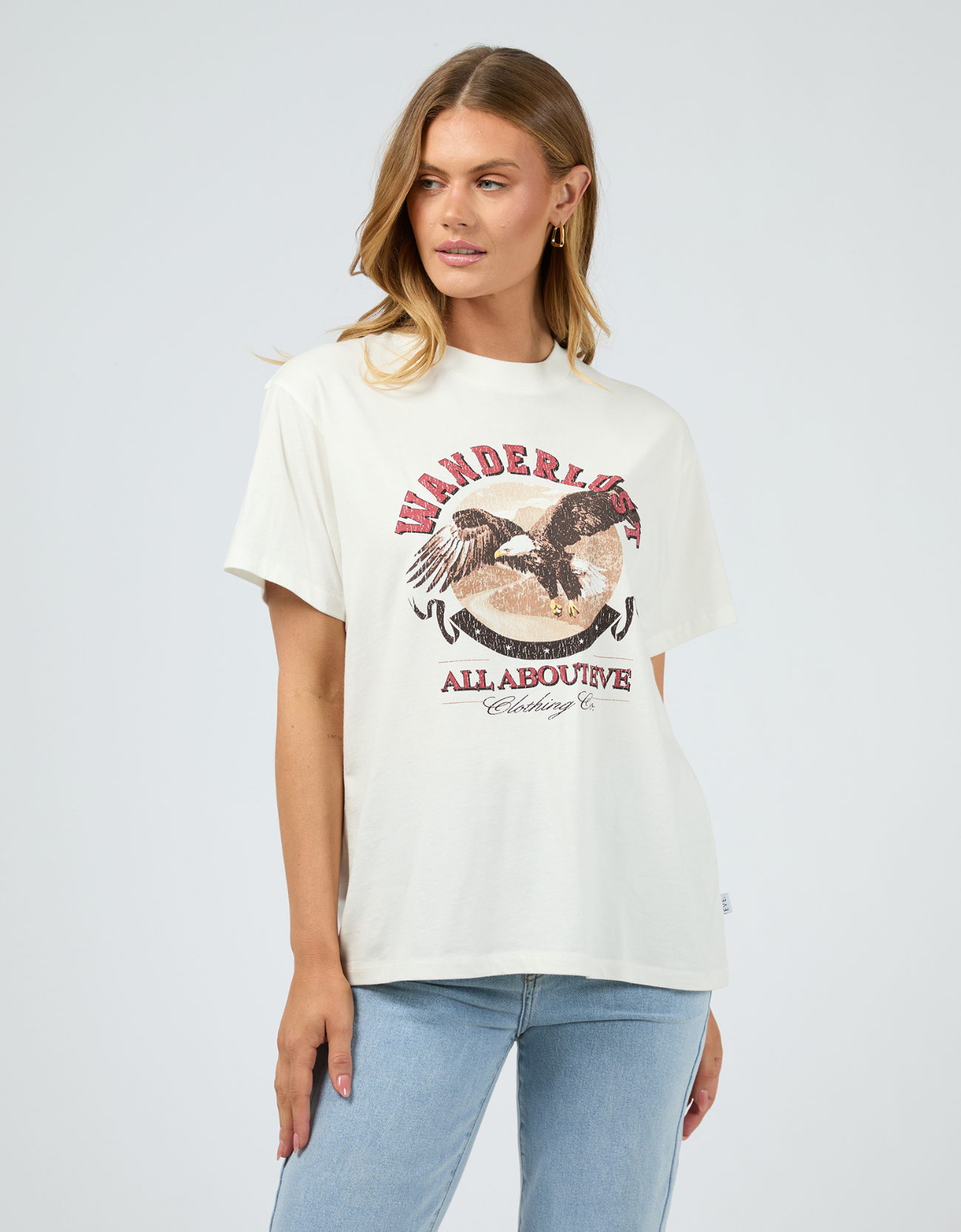 Wanderlust Oversized Tee-Vintage White