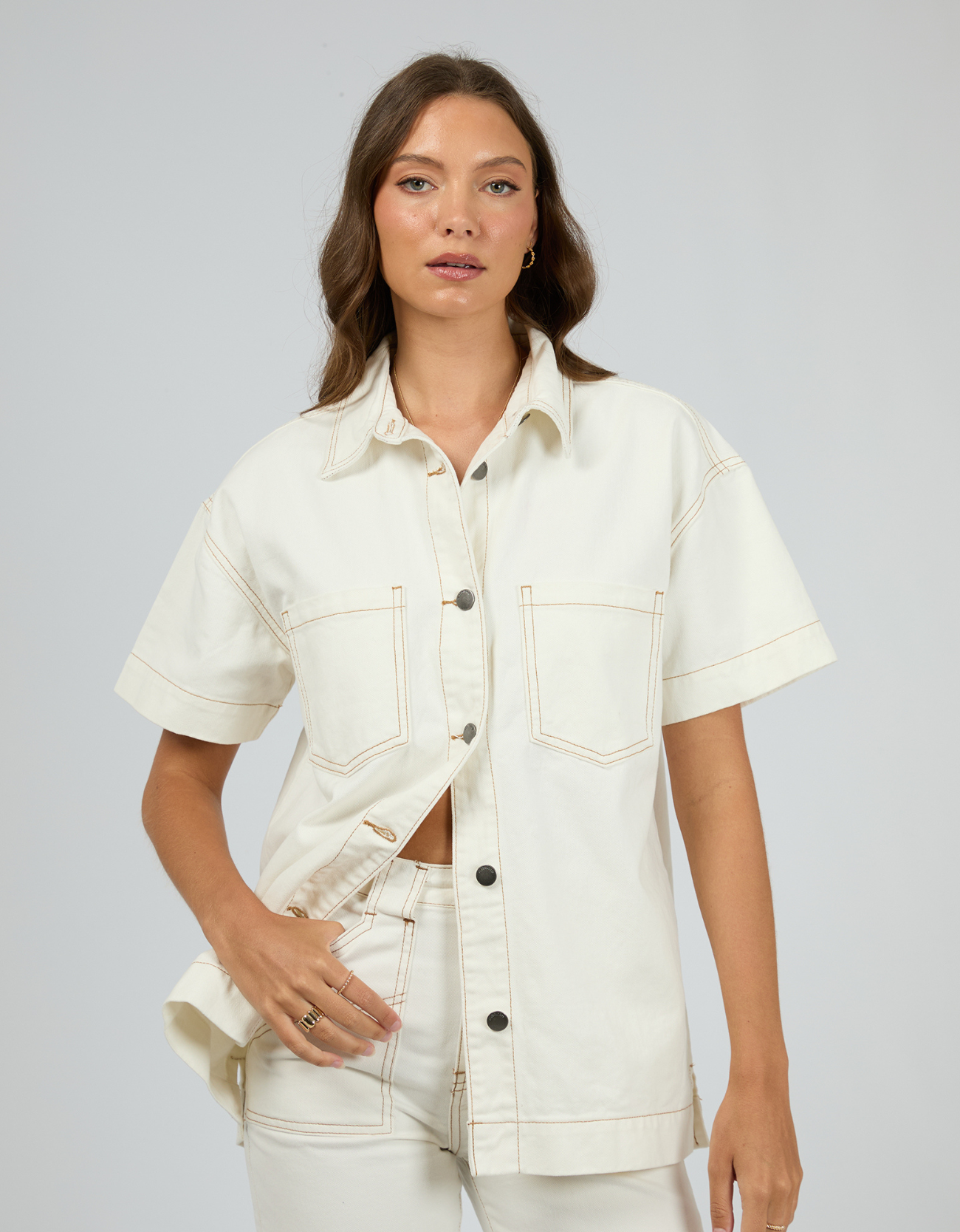 Simi Denim Shirt-Vintage White