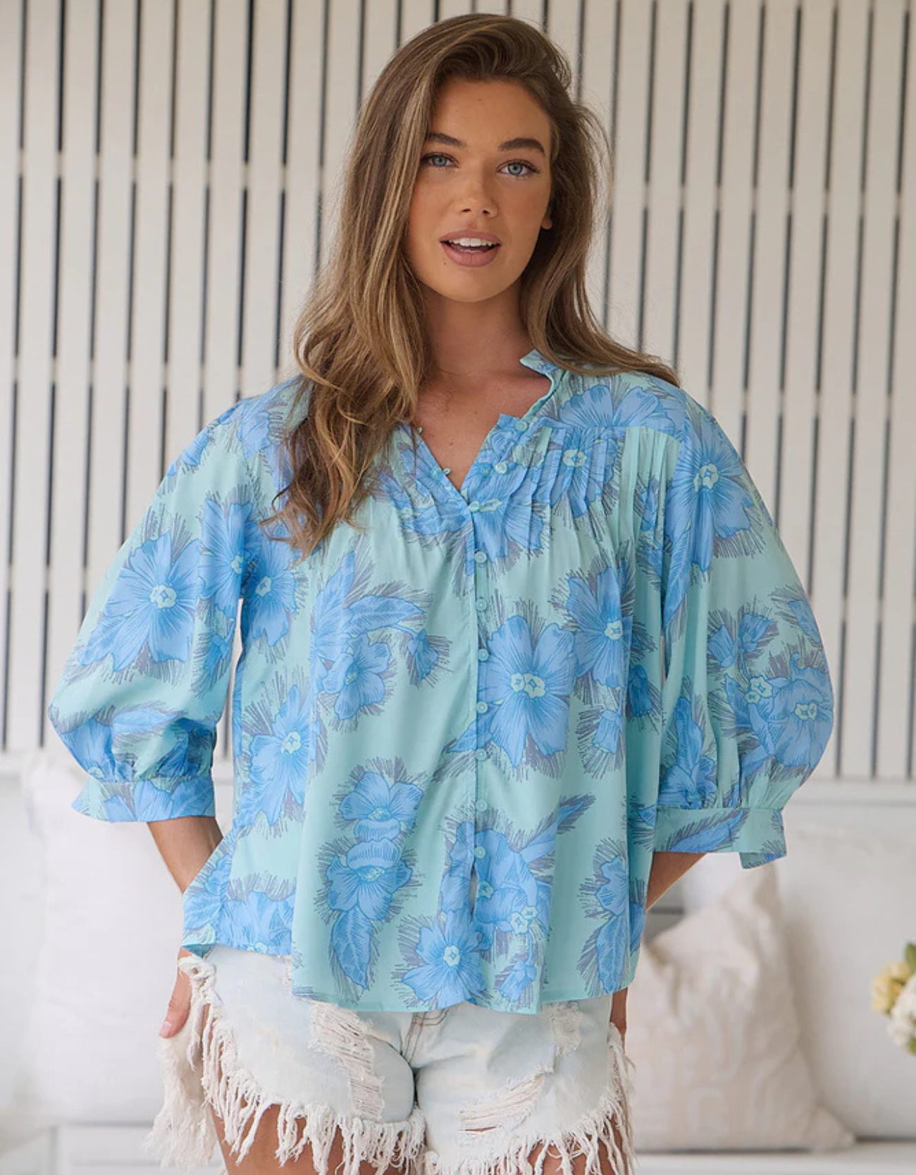 Adelle Blouse-Summer Song Print