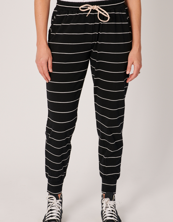 Everyday Pant-Black/White Stripe