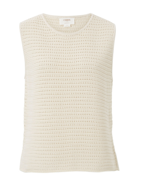 Mesh Knit Tank-Ecru