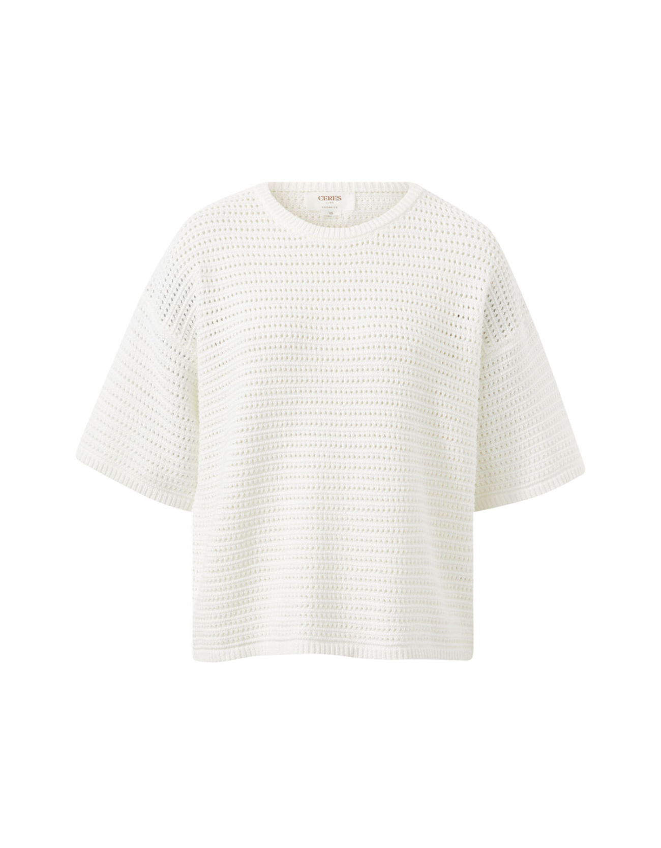 Textured Boxy Knit Tee-Fresh Ecru