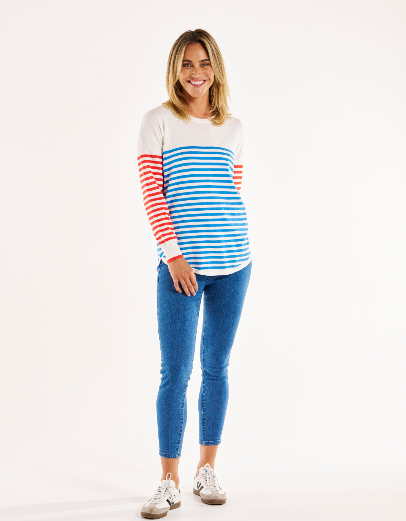 Sophie Knit Jumper-Red/Blue Stripe