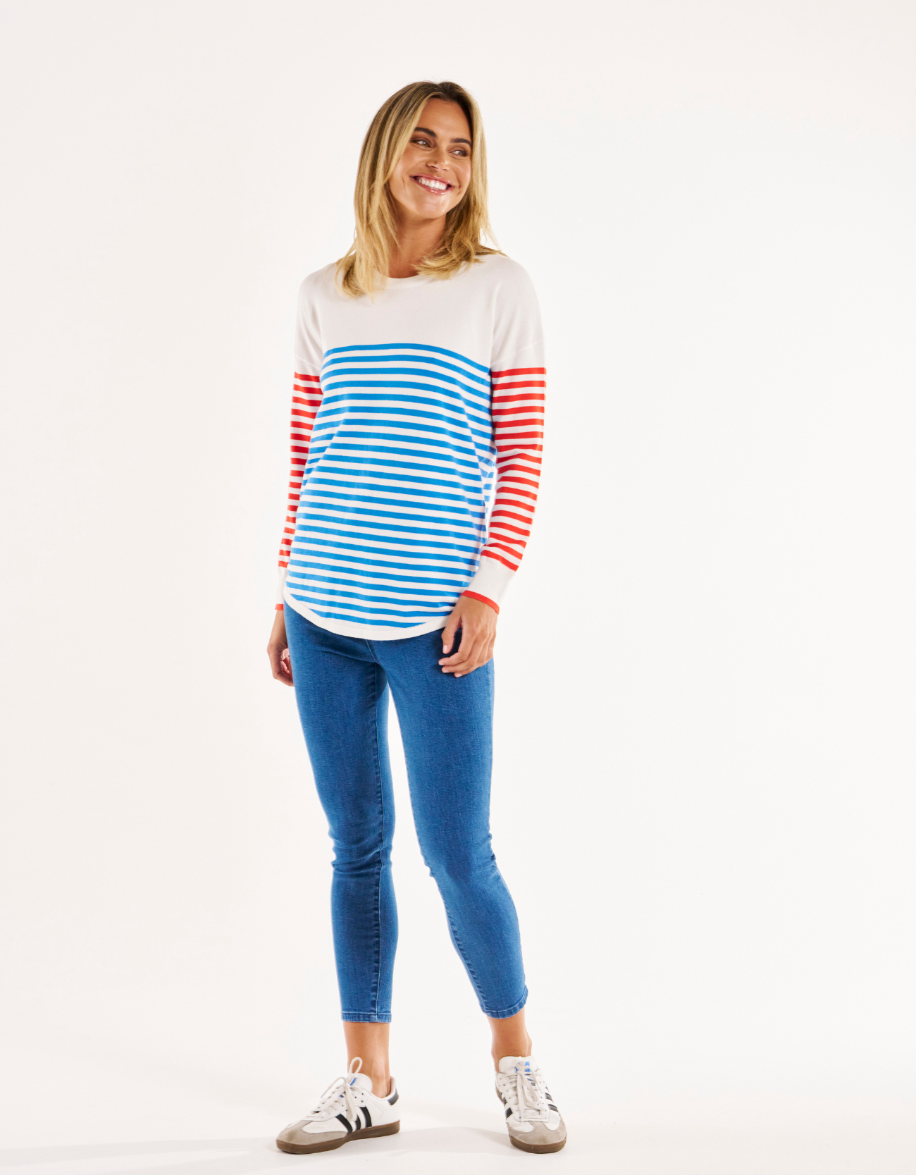 Sophie Knit Jumper-Red/Blue Stripe