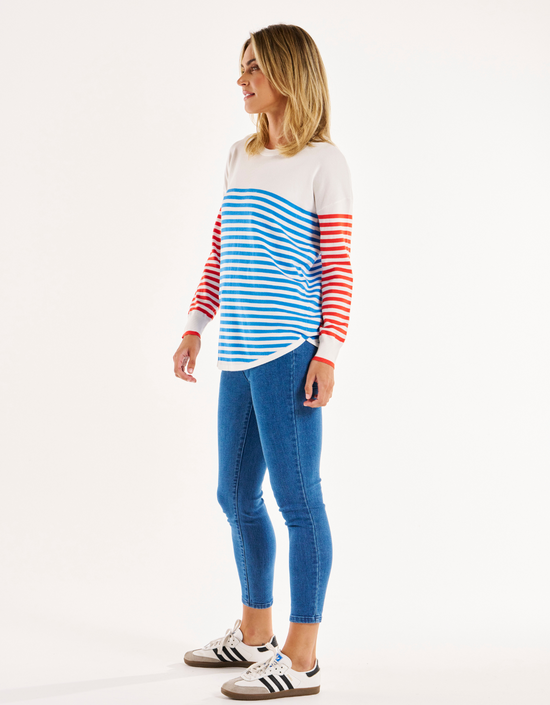 Sophie Knit Jumper-Red/Blue Stripe