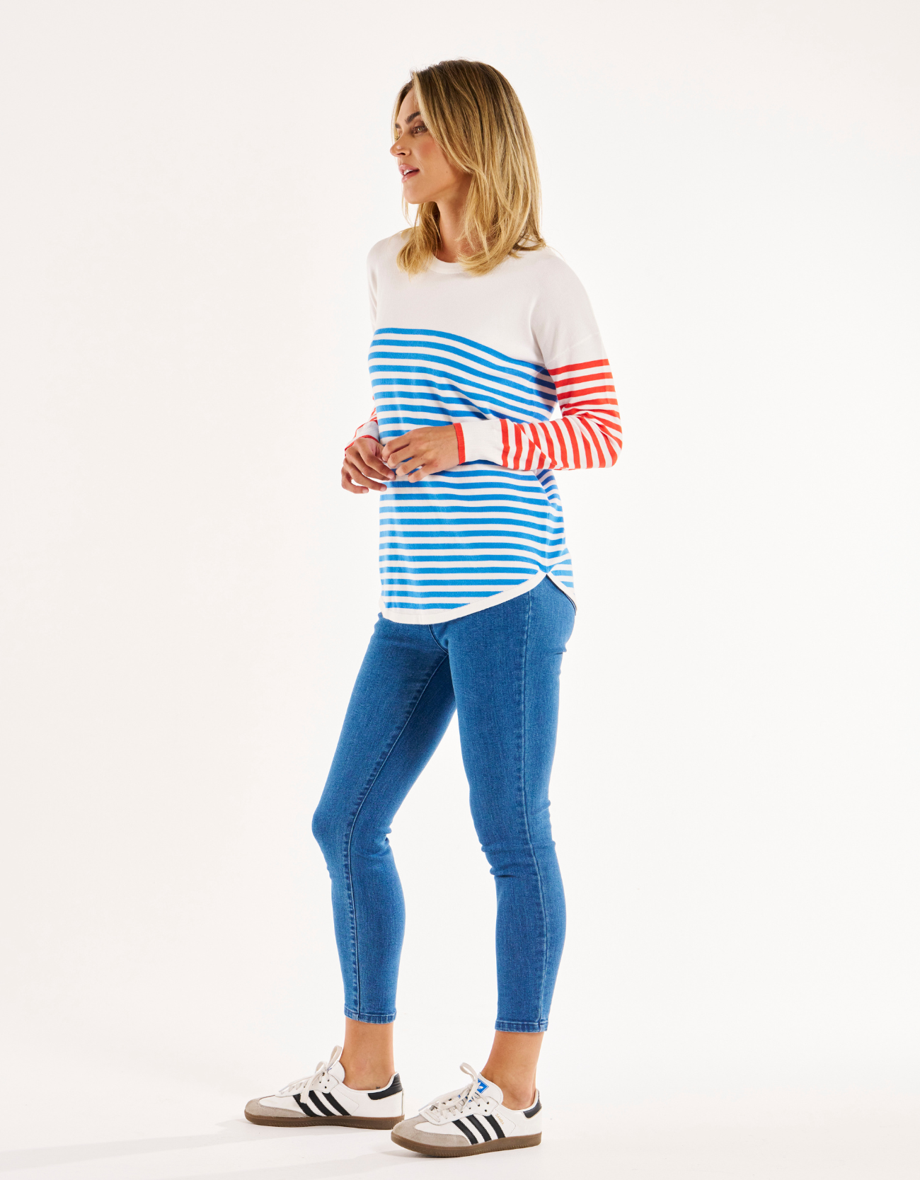 Sophie Knit Jumper-Red/Blue Stripe