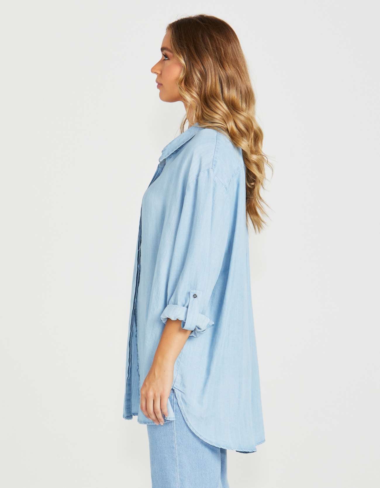 Davie Oversized Shirt-Chambray