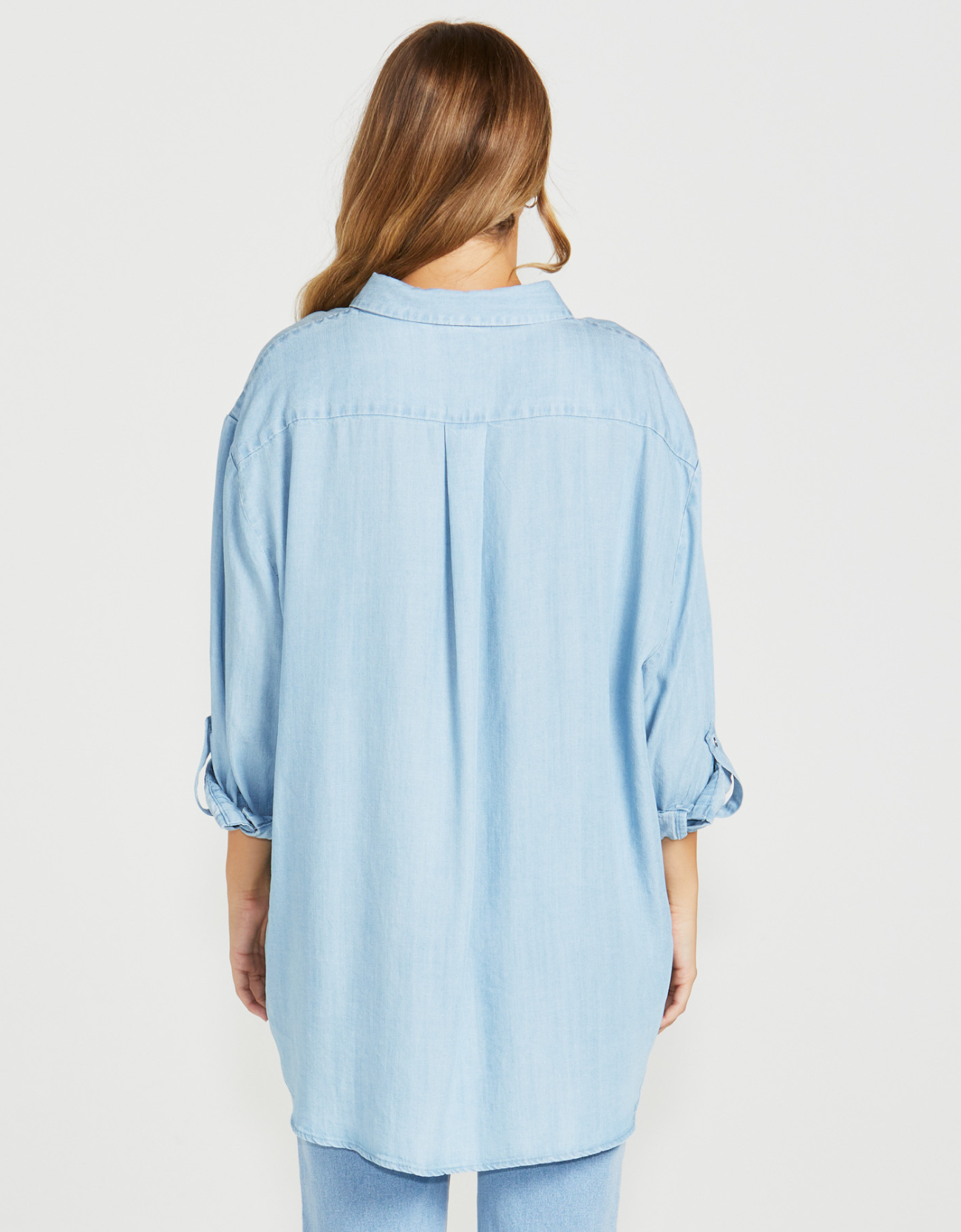 Davie Oversized Shirt-Chambray