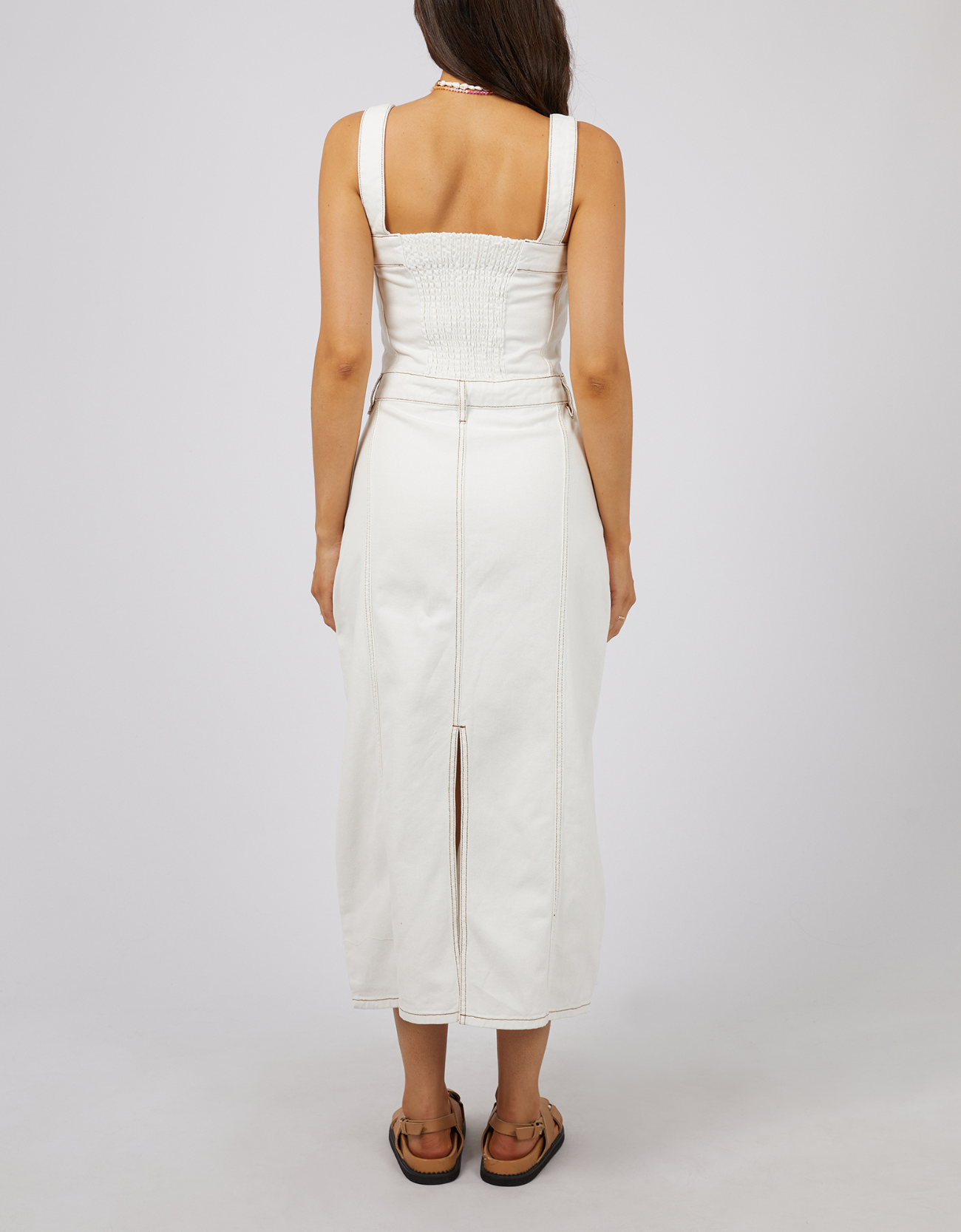 Coco Denim Dress-Vintage White