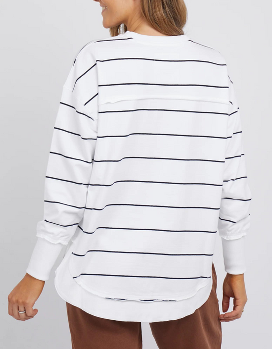 Simplified Stripe Crew-White Navy Stripe