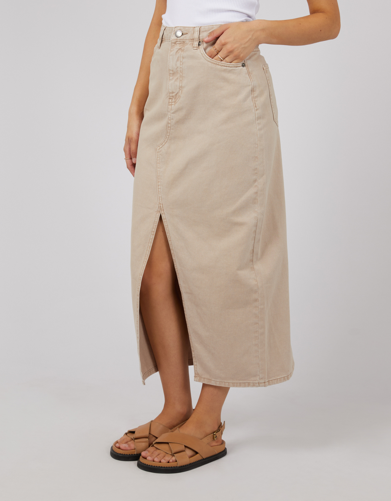 Pia Maxi Skirt-Beige