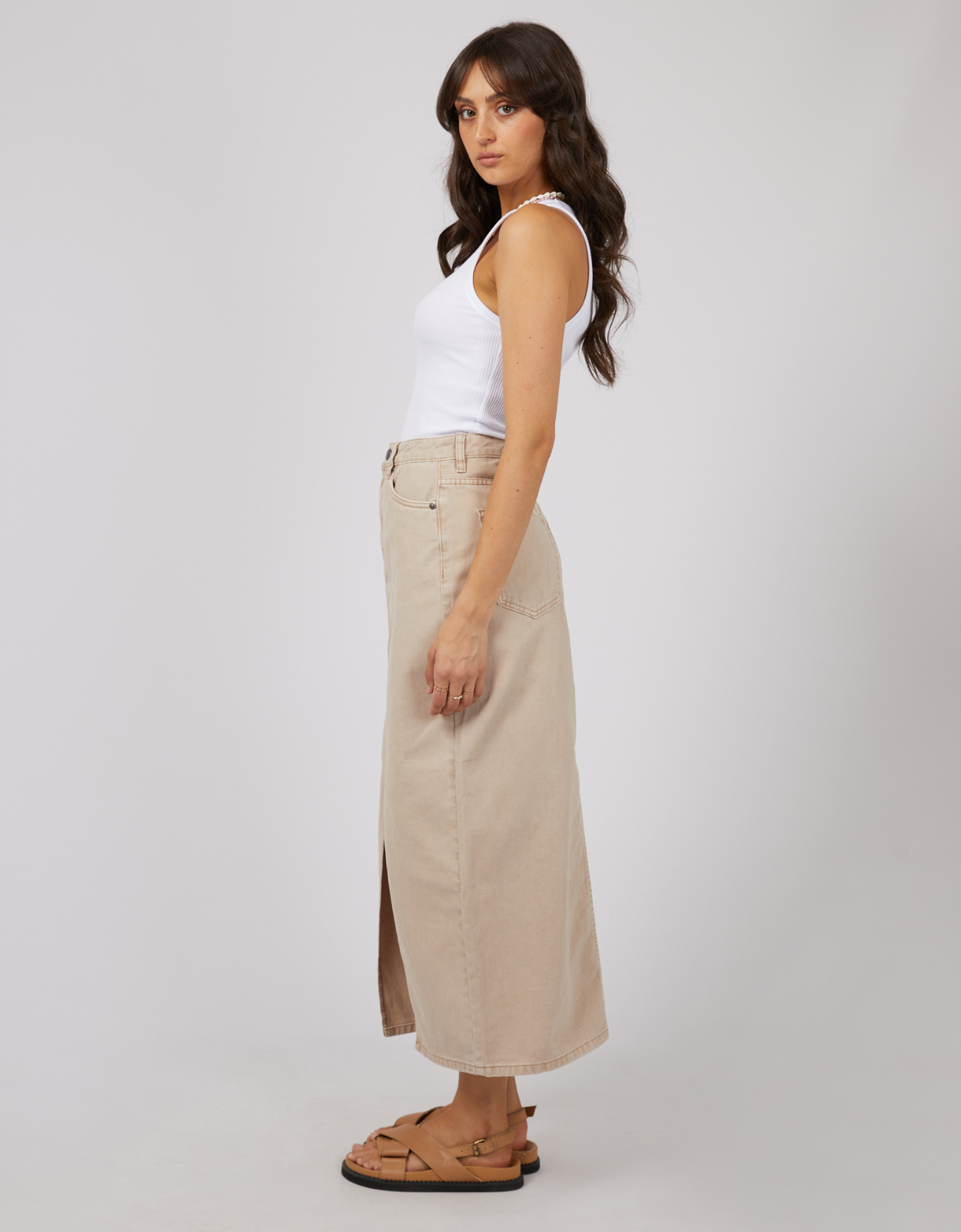 Pia Maxi Skirt-Beige