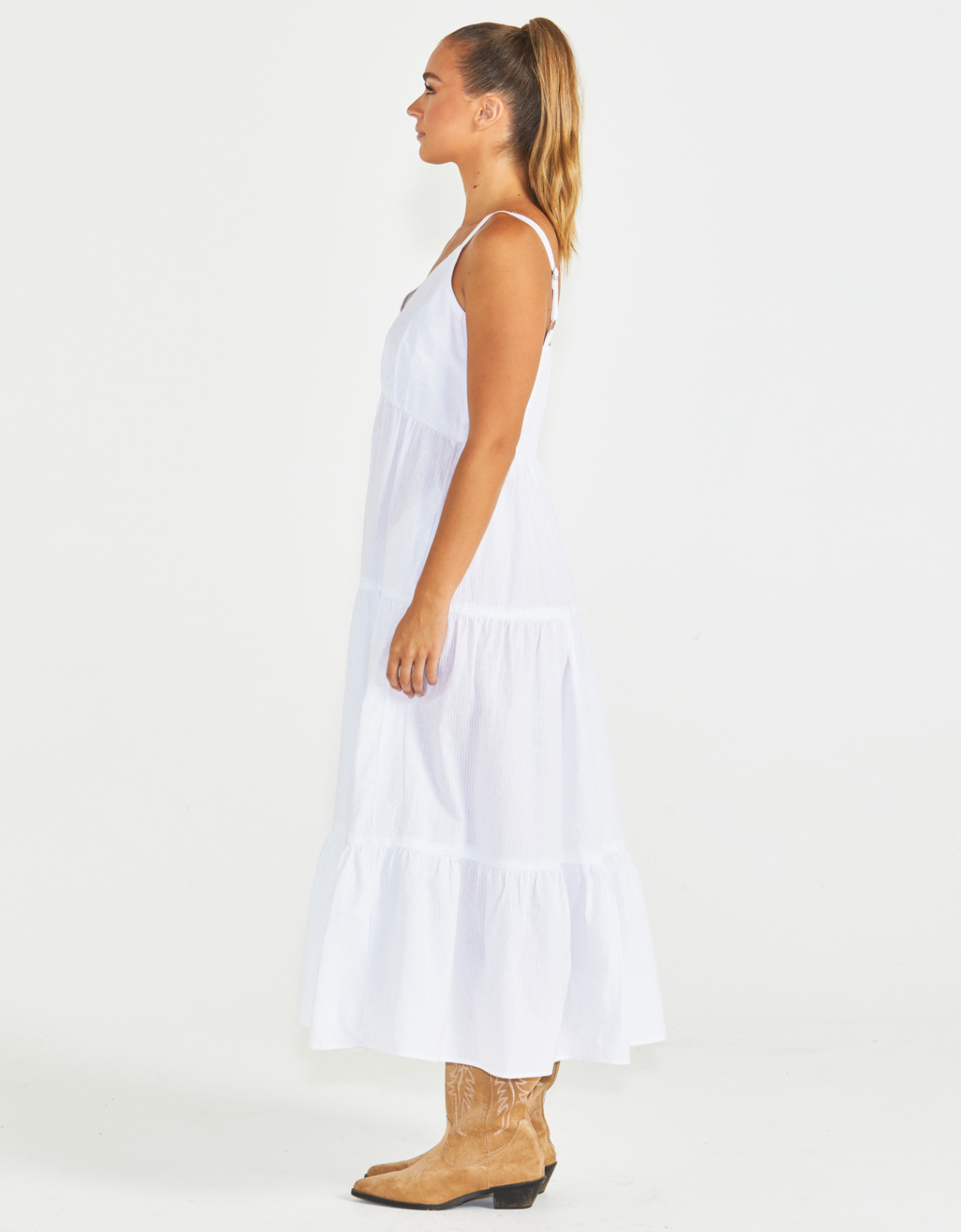 Phillipa Tiered Maxi Dress-White