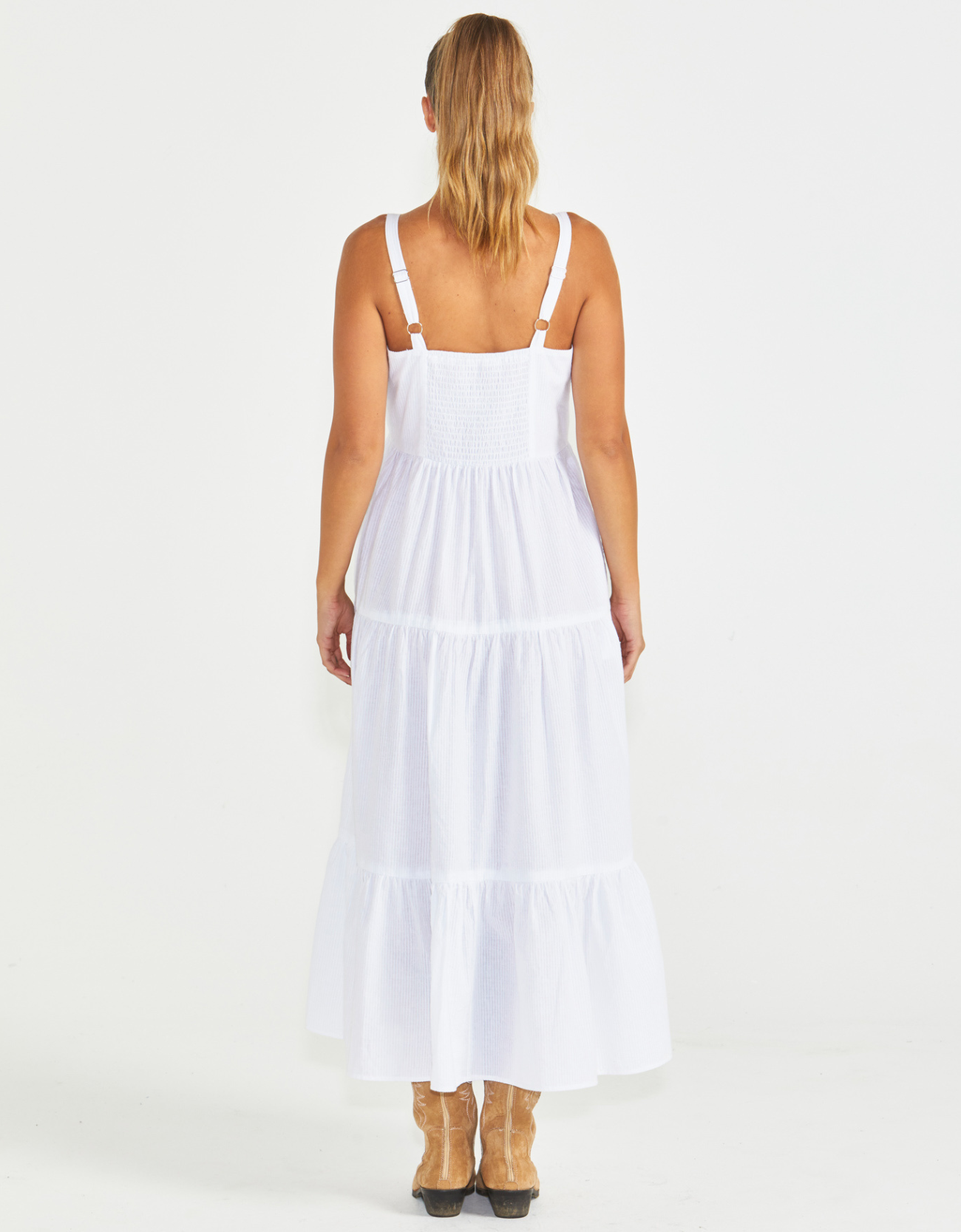 Phillipa Tiered Maxi Dress-White