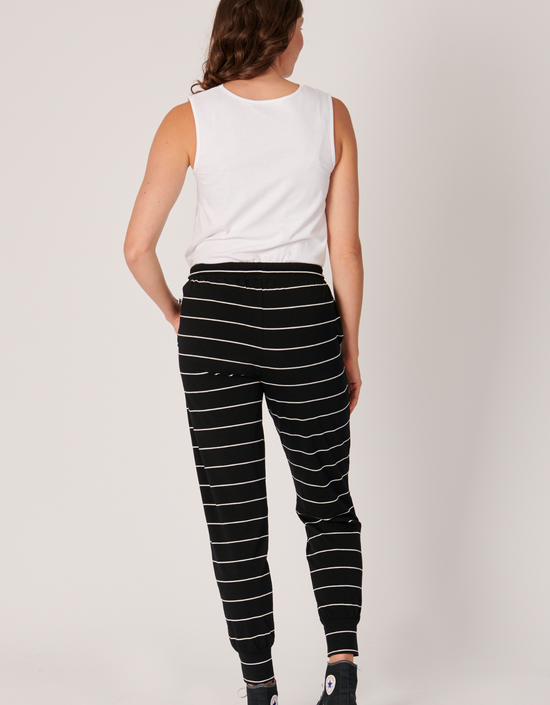 Everyday Pant-Black/White Stripe