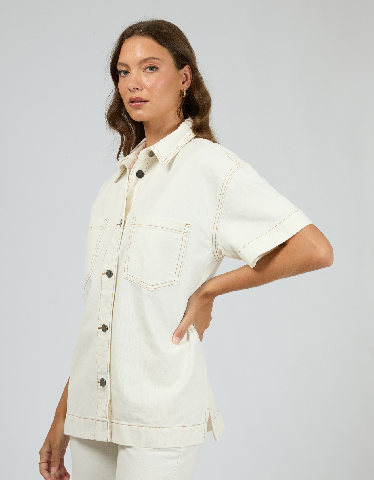 Simi Denim Shirt-Vintage White